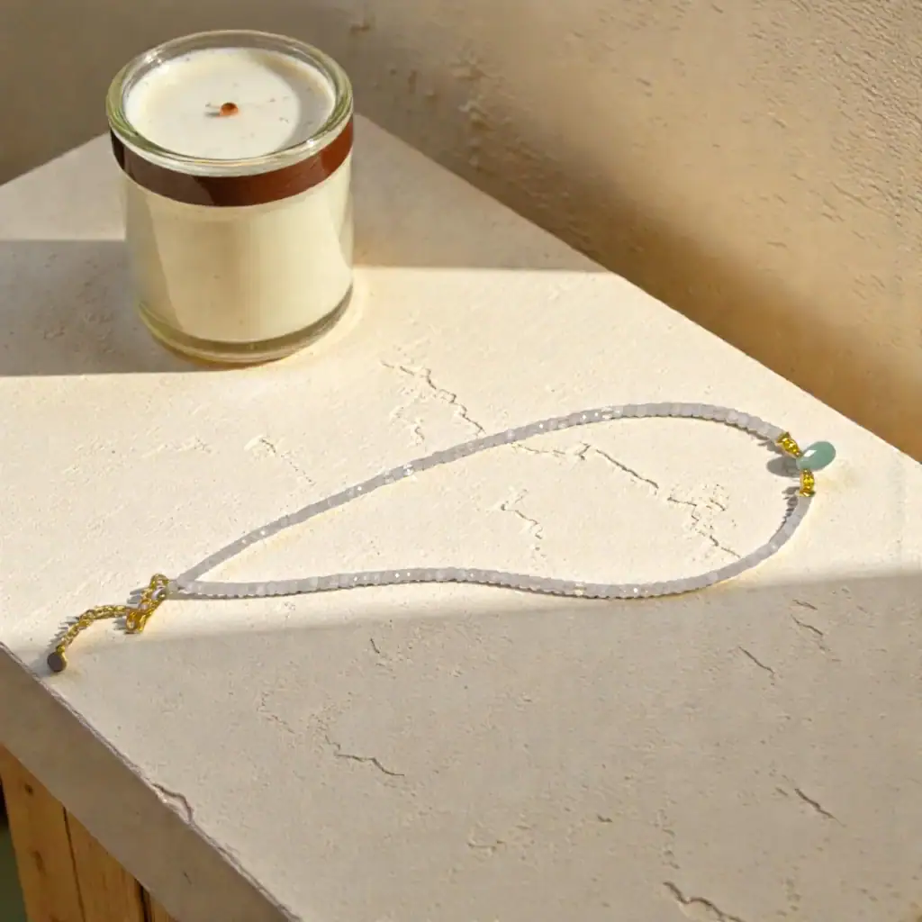 Elegantna ogrlica z amazonitom in mesečevim kamnom