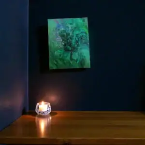 Unikatna akrilna pouring slika Gozdni dih na platnu