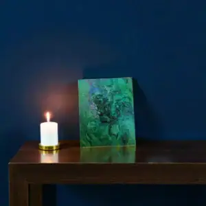 Unikatna akrilna pouring slika Gozdni dih na platnu