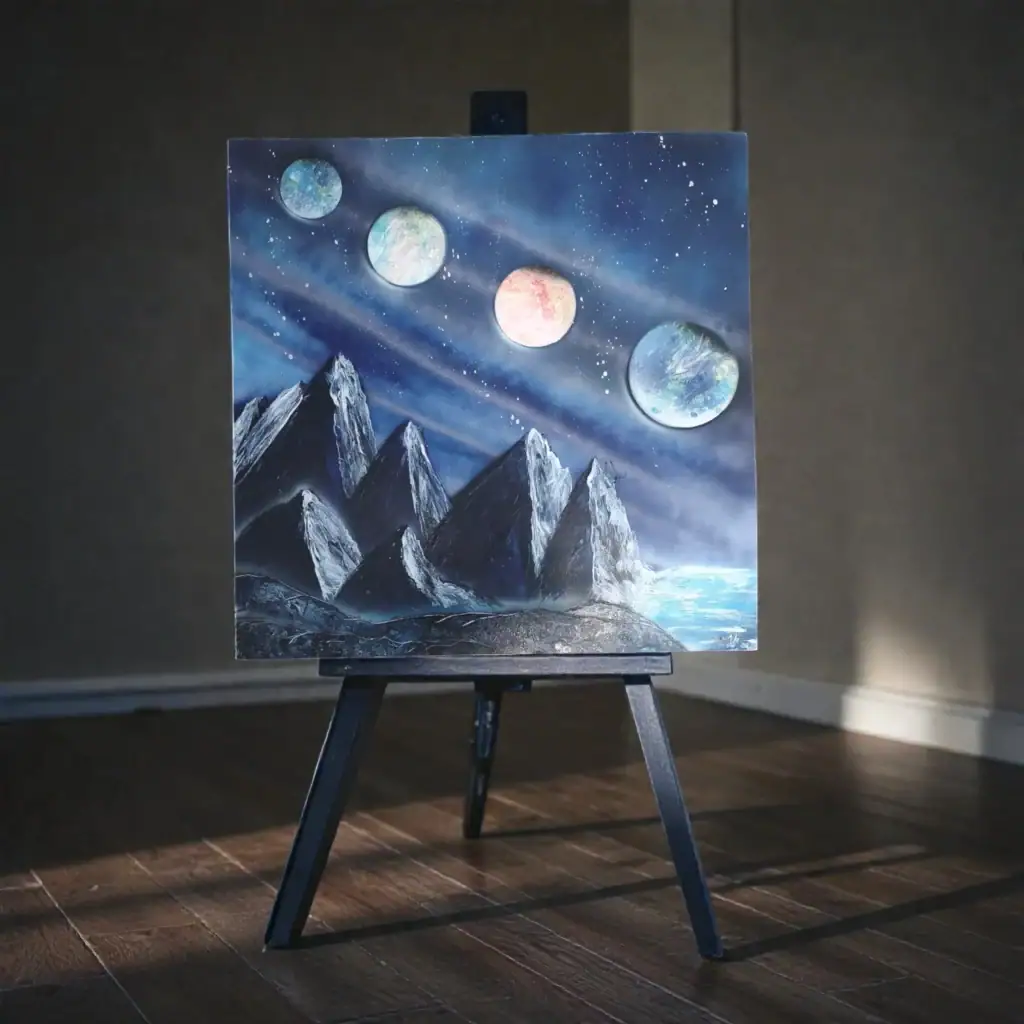 unikatna spray paint slika na stojalu